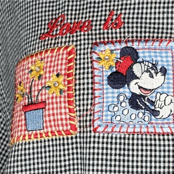 Mickey Unlimited‎ Vintage Mickey & Minnie Gingham Button Down Top - Picture 4 of 12